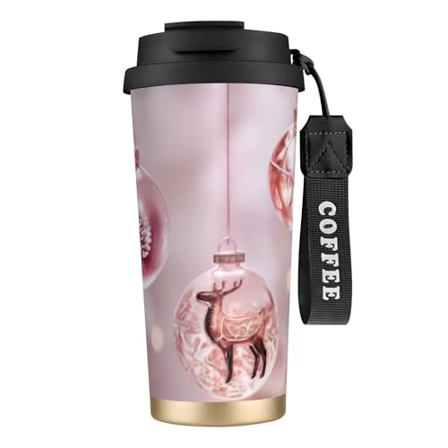 KHDKLXOHZ Thermobecher mit Weihnachtskugel-Aufdruck, auslaufsicherer Deckel und Strohhalm, isolierter Kaffeebecher, doppelwandiger Vakuum-Edelstahl-Thermobecher für heiße und kalte Getränke, 500 ml KHDKLXOHZ Thermobecher mit Weihnachtskugel-Aufdruck, auslaufsicherer Deckel und Strohhalm, isolierter Kaffeebecher, doppelwandiger Vakuum-Edelstahl-Thermobecher für heiße und kalte Getränke, 500 ml von KHDKLXOHZ