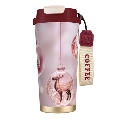 KHDKLXOHZ Thermobecher mit Weihnachtskugel-Aufdruck, auslaufsicherer Deckel und Strohhalm, isolierter Kaffeebecher, doppelwandiger Vakuum-Edelstahl-Thermobecher für heiße und kalte Getränke, 500 ml KHDKLXOHZ Thermobecher mit Weihnachtskugel-Aufdruck, auslaufsicherer Deckel und Strohhalm, isolierter Kaffeebecher, doppelwandiger Vakuum-Edelstahl-Thermobecher für heiße und kalte Getränke, 500 ml von KHDKLXOHZ