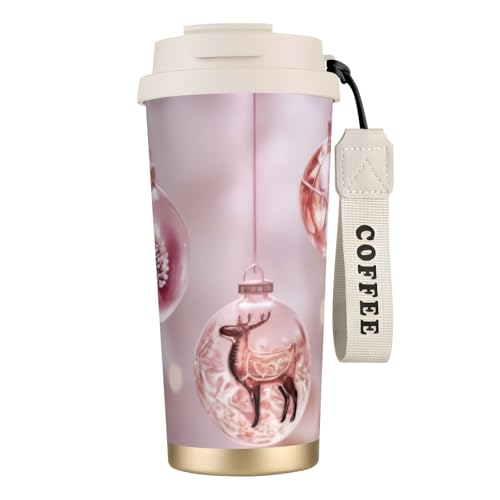 KHDKLXOHZ Thermobecher mit Weihnachtskugel-Aufdruck, auslaufsicherer Deckel und Strohhalm, isolierter Kaffeebecher, doppelwandiger Vakuum-Edelstahl-Thermobecher für heiße und kalte Getränke, 500 ml KHDKLXOHZ Thermobecher mit Weihnachtskugel-Aufdruck, auslaufsicherer Deckel und Strohhalm, isolierter Kaffeebecher, doppelwandiger Vakuum-Edelstahl-Thermobecher für heiße und kalte Getränke, 500 ml von KHDKLXOHZ