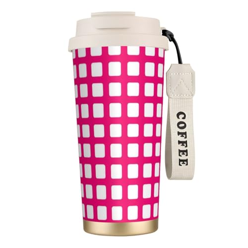KHDKLXOHZ Thermobecher mit auslaufsicherem Deckel und Strohhalm, isolierter Kaffeebecher, doppelwandiger Vakuum-Edelstahl-Thermobecher für heiße und kalte Getränke, 500 ml von KHDKLXOHZ