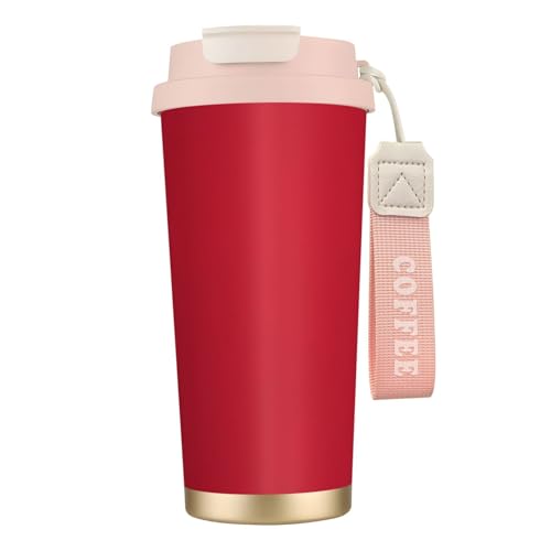 Red Print Thermobecher mit auslaufsicherem Deckel und Strohhalm, isolierter Kaffeebecher, doppelwandiger Vakuum-Edelstahl-Thermobecher für heiße und kalte Getränke, 500 ml Red Print Thermobecher mit auslaufsicherem Deckel und Strohhalm, isolierter Kaffeebecher, doppelwandiger Vakuum-Edelstahl-Thermobecher für heiße und kalte Getränke, 500 ml von KHDKLXOHZ