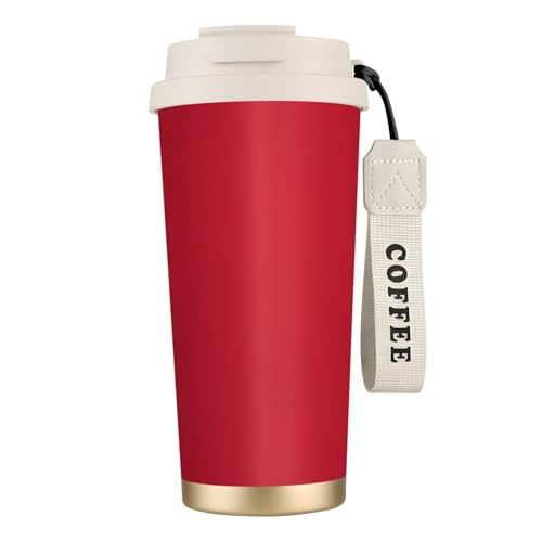Red Print Thermobecher mit auslaufsicherem Deckel und Strohhalm, isolierter Kaffeebecher, doppelwandiger Vakuum-Edelstahl-Thermobecher für heiße und kalte Getränke, 500 ml Red Print Thermobecher mit auslaufsicherem Deckel und Strohhalm, isolierter Kaffeebecher, doppelwandiger Vakuum-Edelstahl-Thermobecher für heiße und kalte Getränke, 500 ml von KHDKLXOHZ