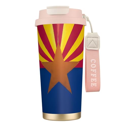 Reisebecher mit Arizona-Flaggenaufdruck, auslaufsicherer Deckel und Strohhalm, isolierter Kaffeebecher, doppelwandiger Vakuum-Edelstahl-Thermobecher für heiße und kalte Getränke, 500 ml Reisebecher mit Arizona-Flaggenaufdruck, auslaufsicherer Deckel und Strohhalm, isolierter Kaffeebecher, doppelwandiger Vakuum-Edelstahl-Thermobecher für heiße und kalte Getränke, 500 ml von KHDKLXOHZ
