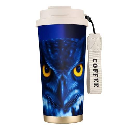 Reisebecher mit auslaufsicherem Deckel und Strohhalm, isolierter Kaffeebecher, doppelwandiger Vakuum-Edelstahl-Thermobecher für heiße und kalte Getränke, 500 ml Reisebecher mit auslaufsicherem Deckel und Strohhalm, isolierter Kaffeebecher, doppelwandiger Vakuum-Edelstahl-Thermobecher für heiße und kalte Getränke, 500 ml von KHDKLXOHZ