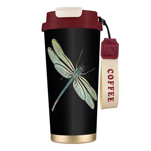 Reisebecher mit auslaufsicherem Deckel und Strohhalm, isolierter Kaffeebecher, doppelwandiger Vakuum-Edelstahl-Thermobecher für heiße und kalte Getränke, 500 ml Reisebecher mit auslaufsicherem Deckel und Strohhalm, isolierter Kaffeebecher, doppelwandiger Vakuum-Edelstahl-Thermobecher für heiße und kalte Getränke, 500 ml von KHDKLXOHZ