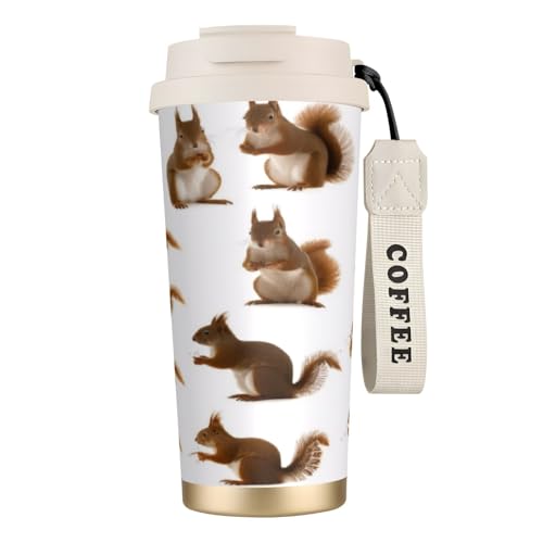 Reisebecher mit süßem Eichhörnchen-Aufdruck, auslaufsicherer Deckel und Strohhalm, isolierter Kaffeebecher, doppelwandiger Vakuum-Edelstahl-Thermobecher für heiße und kalte Getränke, 500 ml Reisebecher mit süßem Eichhörnchen-Aufdruck, auslaufsicherer Deckel und Strohhalm, isolierter Kaffeebecher, doppelwandiger Vakuum-Edelstahl-Thermobecher für heiße und kalte Getränke, 500 ml von KHDKLXOHZ