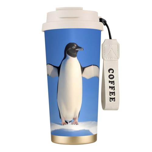 Reisebecher mit süßem Pinguin-Druck, auslaufsicherer Deckel und Strohhalm, isolierter Kaffeebecher, doppelwandiger Vakuum-Edelstahl-Thermobecher für heiße und kalte Getränke, 500 ml Reisebecher mit süßem Pinguin-Druck, auslaufsicherer Deckel und Strohhalm, isolierter Kaffeebecher, doppelwandiger Vakuum-Edelstahl-Thermobecher für heiße und kalte Getränke, 500 ml von KHDKLXOHZ