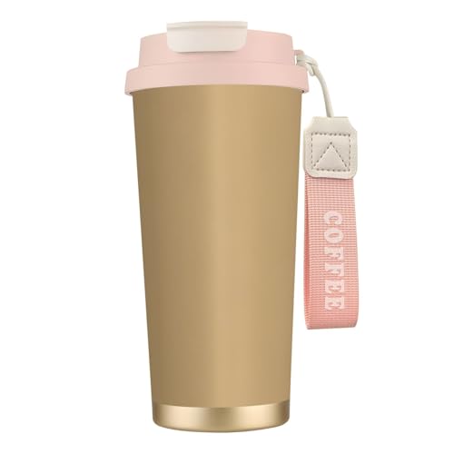 Thermobecher mit auslaufsicherem Deckel und Strohhalm, doppelwandiger Vakuum-Edelstahl-Thermobecher für heiße und kalte Getränke, Khaki-Druck, 500 ml Thermobecher mit auslaufsicherem Deckel und Strohhalm, doppelwandiger Vakuum-Edelstahl-Thermobecher für heiße und kalte Getränke, Khaki-Druck, 500 ml von KHDKLXOHZ