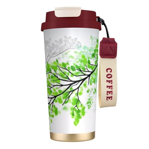 Thermobecher mit auslaufsicherem Deckel und Strohhalm, isolierter Kaffeebecher, doppelwandiger Vakuum-Edelstahl-Thermobecher für heiße und kalte Getränke, 500 ml, Grün und Weiß Thermobecher mit auslaufsicherem Deckel und Strohhalm, isolierter Kaffeebecher, doppelwandiger Vakuum-Edelstahl-Thermobecher für heiße und kalte Getränke, 500 ml, Grün und Weiß von KHDKLXOHZ