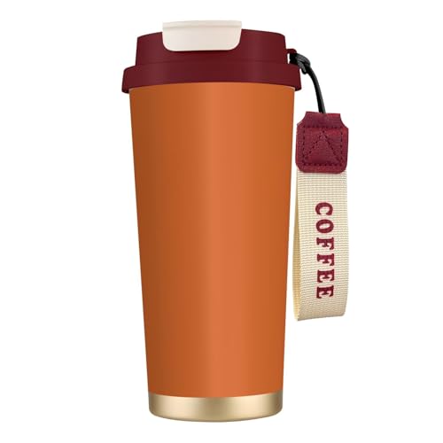 Thermobecher mit auslaufsicherem Deckel und Strohhalm, isolierter Kaffeebecher, doppelwandiger Vakuum-Edelstahl-Thermobecher für heiße und kalte Getränke Thermobecher mit auslaufsicherem Deckel und Strohhalm, isolierter Kaffeebecher, doppelwandiger Vakuum-Edelstahl-Thermobecher für heiße und kalte Getränke von KHDKLXOHZ
