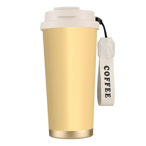 Thermobecher mit auslaufsicherem Deckel und Strohhalm, isolierter Kaffeebecher, doppelwandiger Vakuum-Edelstahl-Thermobecher für heiße und kalte Getränke Thermobecher mit auslaufsicherem Deckel und Strohhalm, isolierter Kaffeebecher, doppelwandiger Vakuum-Edelstahl-Thermobecher für heiße und kalte Getränke von KHDKLXOHZ