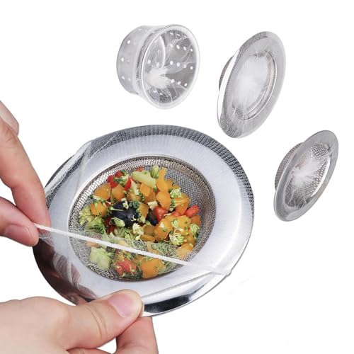KHDULQ 300 Stück Sieb für Spülbecken,Sink Filter Abflusssieb Dusch Auffangnetz Spülbecken Haarfänger Dusche Sieb Abfluss Haare für Küchenspüle Siebfilter Netzbeutel Elastische Filterbeutel von KHDULQ