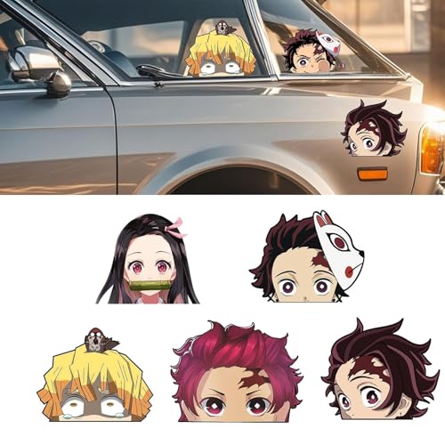 KHDULQ 5 Stücke Aufkleber Auto Lustig, Tuning Personalisiert Frontscheibenaufkleber, Anime Car Sticker, Lustiger Autoaufkleber für Frauen Männer von KHDULQ