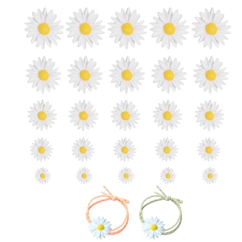 KHDULQ 50 Stück Gänseblümchen Deko Mini,gänseblümchen Schmuck,Künstliche Blumen Deko,für DIY Handwerk,Party Haus Dekoration,Geburtstagsgeschenk,Handwerk Scrapbooking(5 größen,weiß) von KHDULQ