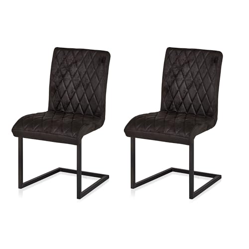 KHG 2er Set Esszimmerstühle Mikrofaser schwarz - Freischwinger in Wildleder Optik bis 110 kg - Küchenstuhl, Schwingstuhl, Polsterstuhl mi Wellenfederung für Küche Büro Wohnzimmer KHG 2er Set Esszimmerstühle Mikrofaser schwarz - Freischwinger in Wildleder Optik bis 110 kg - Küchenstuhl, Schwingstuhl, Polsterstuhl mi Wellenfederung für Küche Büro Wohnzimmer von KHG