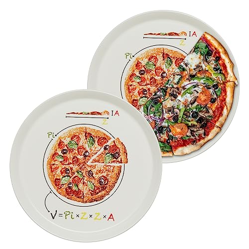 KHG 2er Set Pizzateller, extra groß mit 30cm Durchmesser in Formel Print, perfekt für Gastro und Zuhause, hochwertiges Porzellan, Spühlmaschinengeeignet & perfekt Stapelbar von KHG