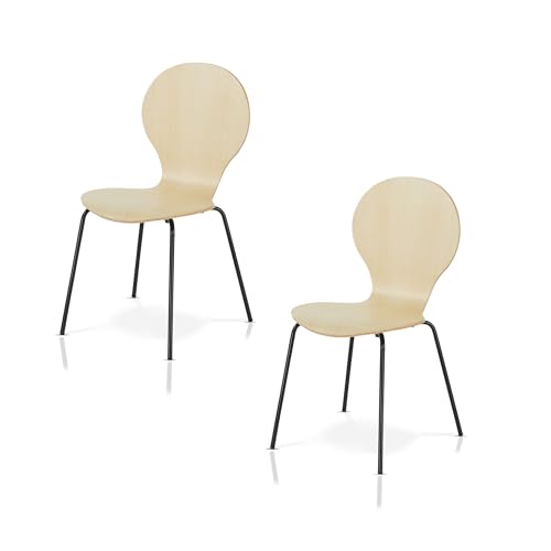 KHG 2er Set Stapelstühle Esszimmerstuhl Stuhl aus Schichtholz mit Birke-Dekor - Sitzhöhe 45 cm, Stuhlbeine aus Metall - stapelbar für Esszimmer Gastronomie Büro KHG 2er Set Stapelstühle Esszimmerstuhl Stuhl aus Schichtholz mit Birke-Dekor - Sitzhöhe 45 cm, Stuhlbeine aus Metall - stapelbar für Esszimmer Gastronomie Büro von KHG