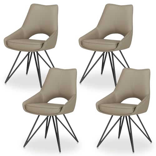 KHG 4er Set Esszimmerstühle Küchenstuhl mit extra Dicker Polsterung - Moderner Polsterstuhl Kunstleder pflegeleicht, Metallgestell bis 120 kg belastbar Stuhl für Küche & Wohnzimmer - Cappuccino KHG 4er Set Esszimmerstühle Küchenstuhl mit extra Dicker Polsterung - Moderner Polsterstuhl Kunstleder pflegeleicht, Metallgestell bis 120 kg belastbar Stuhl für Küche & Wohnzimmer - Cappuccino von KHG