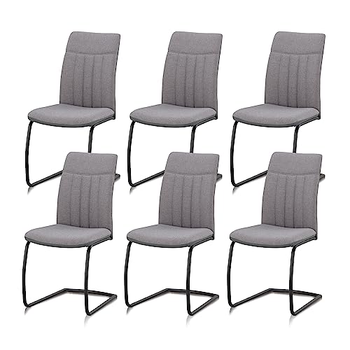 KHG 6er Set Esszimmerstühle Schwingstuhl Polsterstuhl Küchenstuhl Webstoff-Kunstleder Mix Grau - Design Stuhl Sitzhöhe 49 cm - Freischwinger mit Reißverschluss - für Küche, Büro KHG 6er Set Esszimmerstühle Schwingstuhl Polsterstuhl Küchenstuhl Webstoff-Kunstleder Mix Grau - Design Stuhl Sitzhöhe 49 cm - Freischwinger mit Reißverschluss - für Küche, Büro von KHG