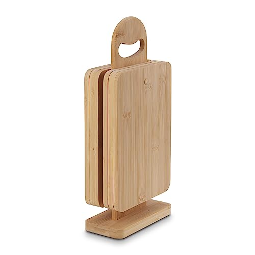 KHG 6er-Set Frühstücksbrettchen mit Ständer aus Bambus Holz - 22 x 15 x 0,8 cm | Schneidebrett Frühstücksbrett Vesperbrettchen Holzbrettchen Set 6 Brettchen nachhaltig antibakteriell KHG 6er-Set Frühstücksbrettchen mit Ständer aus Bambus Holz - 22 x 15 x 0,8 cm | Schneidebrett Frühstücksbrett Vesperbrettchen Holzbrettchen Set 6 Brettchen nachhaltig antibakteriell von KHG