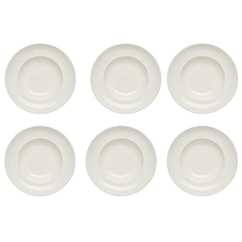 KHG 6er Set Pastateller, extra groß mit 30cm Durchmesser in weiß, perfekt für Gastro und Zuhause, hochwertiges Porzellan, Suppenteller, Salatteller, Spühlmaschinengeeignet von KHG