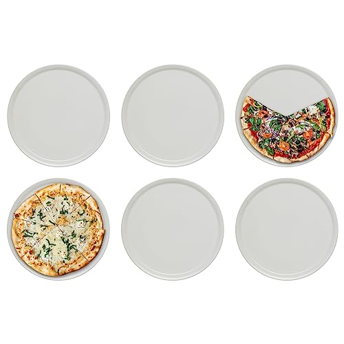 KHG 6er Set Pizzateller, extra groß mit 30cm Durchmesser in weiß, perfekt für Gastro und Zuhause, hochwertiges Porzellan, Spühlmaschinengeeignet & perfekt Stapelbar im zeitlosem Design von KHG