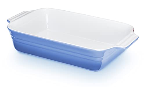 KHG Auflaufform klein 22 cm mit 0,5 Liter in Hellblau für 1 Person | Ofenform aus Keramik Steingut rechteckig & kratzfest | Backform für Lasagne Tiramisu Aufläufe & mehr von KHG