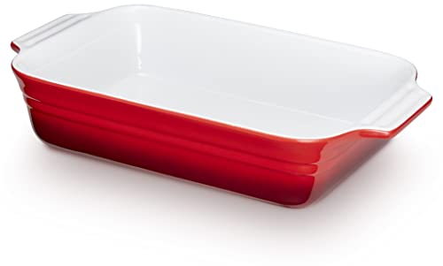 KHG Auflaufform groß 40 cm mit 3 Liter in Rot für 4-6 Personen | Ofenform aus Keramik Steingut rechteckig & kratzfest | Backform für Lasagne Tiramisu Aufläufe & mehr von KHG