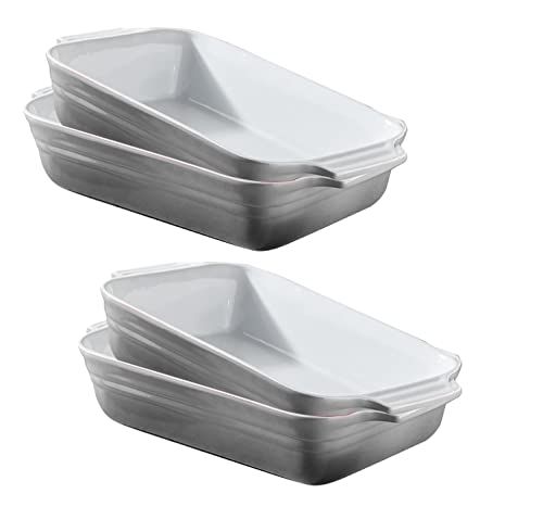 KHG Auflaufform klein 1 Person 4er Set in Grau | Ofenform 22 cm für 1 Liter | Backform aus Keramik Steingut für Lasagne Tiramisu & Co. | Lasagneform rechteckig & kratzfest von KHG