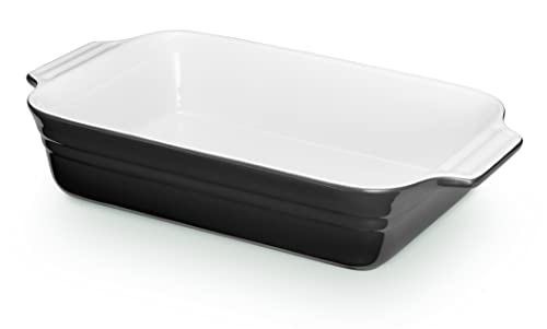 KHG Auflaufform klein 22 cm mit 0,5 Liter in Schwarz für 1 Person | Ofenform aus Keramik Steingut rechteckig & kratzfest | Backform für Lasagne Tiramisu Aufläufe & mehr von KHG