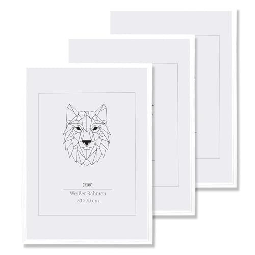 KHG Bilderrahmen 3er Set lackiert mit stabilem Glas und Passepartout, MDF Ideal für Portraits, Urkunden, Poster, Puzzles & Collagen, 50x70 cm Weiß KHG Bilderrahmen 3er Set lackiert mit stabilem Glas und Passepartout, MDF Ideal für Portraits, Urkunden, Poster, Puzzles & Collagen, 50x70 cm Weiß von KHG