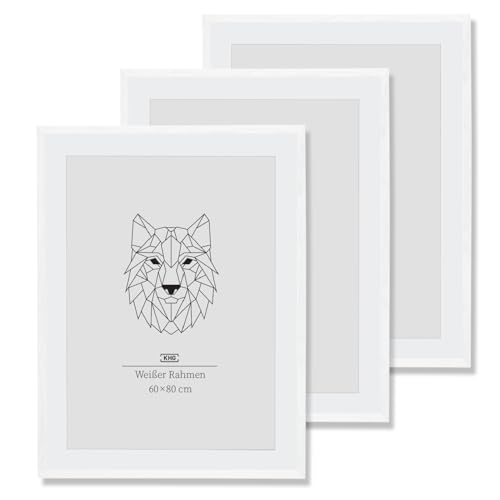 KHG Bilderrahmen 3er Set lackiert mit stabilem Glas und Passepartout, MDF Ideal für Portraits, Urkunden, Poster, Puzzles & Collagen, 60x80 cm Weiß KHG Bilderrahmen 3er Set lackiert mit stabilem Glas und Passepartout, MDF Ideal für Portraits, Urkunden, Poster, Puzzles & Collagen, 60x80 cm Weiß von KHG