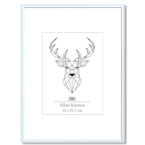 KHG Bilderrahmen aus Kunststoff DIN A4 mit stabilem Glas und Passepartout, zum Aufhängen oder Hinstellen, Ideal für Portraits, Urkunden, Poster - weiß, 21x29,7 cm KHG Bilderrahmen aus Kunststoff DIN A4 mit stabilem Glas und Passepartout, zum Aufhängen oder Hinstellen, Ideal für Portraits, Urkunden, Poster - weiß, 21x29,7 cm von KHG