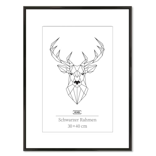 KHG Bilderrahmen aus Kunststoff mit stabilem Glas und Passepartout, zum Aufhängen oder Hinstellen, Ideal für Portraits, Urkunden, Poster - schwarz, 30x40 cm KHG Bilderrahmen aus Kunststoff mit stabilem Glas und Passepartout, zum Aufhängen oder Hinstellen, Ideal für Portraits, Urkunden, Poster - schwarz, 30x40 cm von KHG