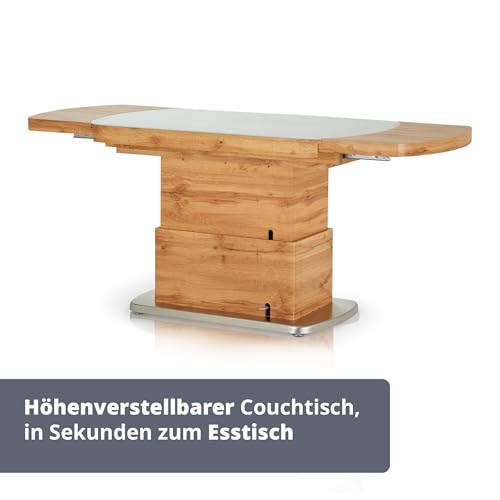 KHG Couch- und Esstisch höhenverstellbar ausziehbar rechteckig modern Säulengestell Eiche Holzwerkstoff Metall KHG Couch- und Esstisch höhenverstellbar ausziehbar rechteckig modern Säulengestell Eiche Holzwerkstoff Metall von KHG