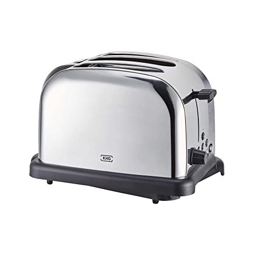 KHG Edelstahl Toaster in Chrom Optik mit Brötchenaufsatz, 2 Scheiben | 6 Bräunungsstufen mit Bräunungskontrolle, Krümelfach | 1000W Leistung | Außengehäuse - Retro Vintage, American Diner Style KHG Edelstahl Toaster in Chrom Optik mit Brötchenaufsatz, 2 Scheiben | 6 Bräunungsstufen mit Bräunungskontrolle, Krümelfach | 1000W Leistung | Außengehäuse - Retro Vintage, American Diner Style von KHG