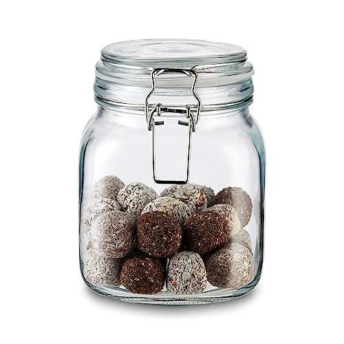KHG Einmachglas Höhe 15 cm D 11 cm, Einweckglas BPA-frei, Drahtbügelglas mit Schnappverschluss & Drahtbügel Metall, luftdichte Silikondichtung auslaufsicher, Küchen Aufbewahrung Glas transparent KHG Einmachglas Höhe 15 cm D 11 cm, Einweckglas BPA-frei, Drahtbügelglas mit Schnappverschluss & Drahtbügel Metall, luftdichte Silikondichtung auslaufsicher, Küchen Aufbewahrung Glas transparent von KHG