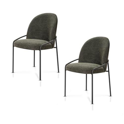 KHG Esszimmerstühle 2er Set, Polsterstuhl Grün, Chenille mit Velours, Ton in Ton Stuhlbeine aus Metall, Küchenstuhl, Essstuhl für Esszimmer Küche Büro KHG Esszimmerstühle 2er Set, Polsterstuhl Grün, Chenille mit Velours, Ton in Ton Stuhlbeine aus Metall, Küchenstuhl, Essstuhl für Esszimmer Küche Büro von KHG