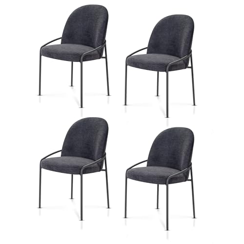 KHG Esszimmerstühle 4er Set, Polsterstuhl Grau, Chenille mit Velours, Ton in Ton Stuhlbeine aus Metall, Küchenstuhl, Essstuhl für Esszimmer Küche Büro KHG Esszimmerstühle 4er Set, Polsterstuhl Grau, Chenille mit Velours, Ton in Ton Stuhlbeine aus Metall, Küchenstuhl, Essstuhl für Esszimmer Küche Büro von KHG