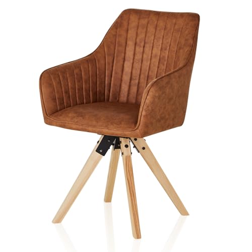 KHG Esszimmerstuhl drehbar, Drehstuhl mit Armlehnen Mikrofaser Braun, Stuhlbeine Holz Esche, Küchenstuhl, Polsterstuhl, Essstuhl, Armlehnstuhl, für Esszimmer Küche Büro KHG Esszimmerstuhl drehbar, Drehstuhl mit Armlehnen Mikrofaser Braun, Stuhlbeine Holz Esche, Küchenstuhl, Polsterstuhl, Essstuhl, Armlehnstuhl, für Esszimmer Küche Büro von KHG