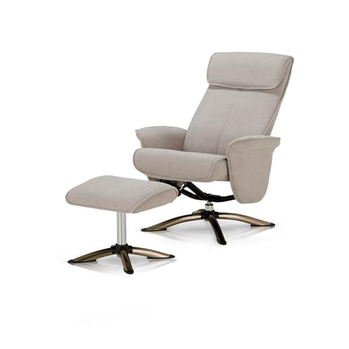 KHG Fernsehsessel mit Hocker - Grau Webstoff, verstellbare Rückenlehne & Nosag-Wellenunterfederung, Sitzhöhe ca. 47,5 cm, Fußhocker inklusive, modernes & Zeitloses Design von KHG