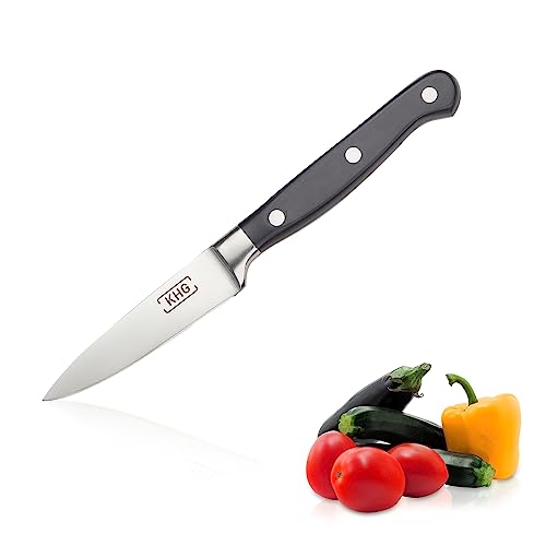 KHG Gemüsemesser Messer Küchenmesser | 8,89 cm Klinge aus rostfreiem Stahl | ergonomischer Griff mit Fingerschutz, 3-fach vernietet von KHG