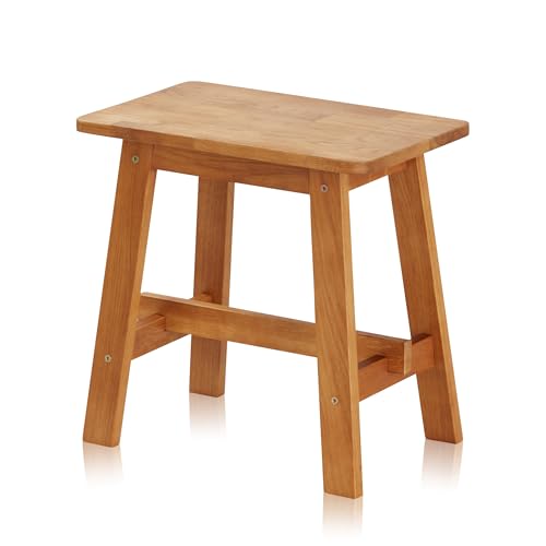 KHG Hocker Sitzhocker Flur Garderobenhocker Holzhocker 29x45x29 cm - Eiche Holz Massiv bis 110 kg belastbar - Pflanzenhocker Landhausstil geölt von KHG