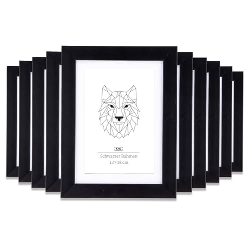 KHG Bilderrahmen 10er Set lackiert mit stabilem Glas und Passepartout, MDF Ideal für Portraits, Urkunden, Poster, Puzzles & Collagen, 13x18 cm Schwarz KHG Bilderrahmen 10er Set lackiert mit stabilem Glas und Passepartout, MDF Ideal für Portraits, Urkunden, Poster, Puzzles & Collagen, 13x18 cm Schwarz von KHG
