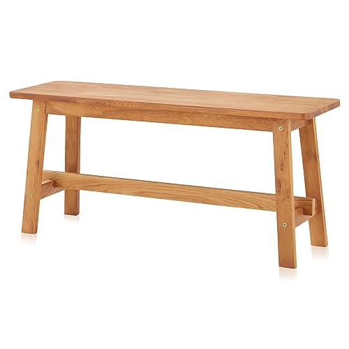 KHG Holzbank Sitzbank Flur Garderobenbank Schuhbank 100x45x29 cm - Eiche Holz Massiv bis 200 kg belastbar - Bettbank Landhausstil geölt von KHG