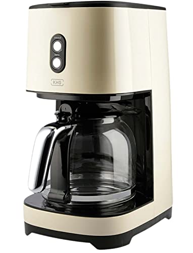 KHG Retro Filter-Kaffeemaschine KA-185 CE in creme aus Edelstahl/Kunststoff, Kapazität für 12 Tassen, 1,5 Liter Glaskanne mit Wasserstandsanzeige, Permanentfilter, Tropfstopp von KHG