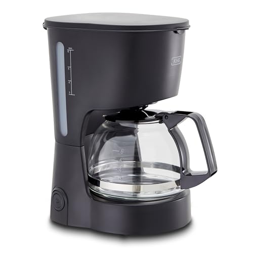 KHG Kaffeeautomat KA-127 (S) aus Kunststoff in schwarz, Kapazität für 5 Tassen, mit Glaskanne 600 ml, Warmhaltefunktion für ca. 30 Minuten, Permanentfilter, Abschaltautomatik von KHG