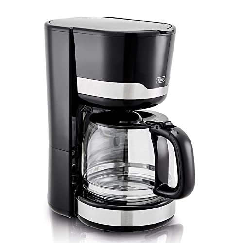 KHG Kaffeemaschine KA-129 SE2 Single aus Edelstahl/Kunststoff in schwarz, Kapazität für 12 Tassen, mit Glaskanne 1,5 Liter, Permanentfilter, Abschaltautomatik, Wasserstandsanzeige, Tropfstopp von KHG