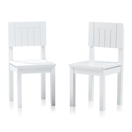KHG Kinderstuhl, 2er Set weiß Landhaus für Kinderzimmer, Pflegeleichte Oberfläche, robust, kindgerechte Höhe 59 x 29 x 29 cm von KHG