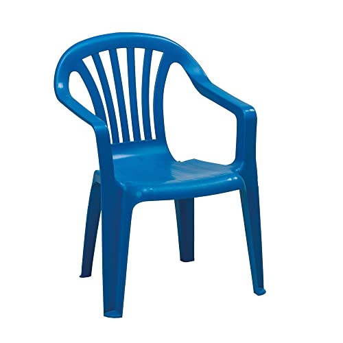KHG Kinderstuhl mit Armlehne in Blau, Gartenstuhl, Sessel für Kinder mit 27 cm Sitzhöhe | aus Kunststoff stapelbar, kippsicher, wetterbeständig | Sitzgelegenheit für Innen- und Außenbereich von KHG